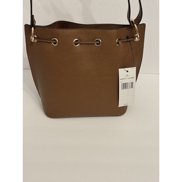 Tommy Hilfiger Brown Faux Leather Bucket Drawstring Crossbody Bag Purse NWT - Picture 6 of 11